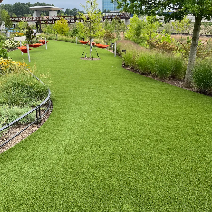 Commercial artificial turf installed outside a business property in Fort Mill, SC