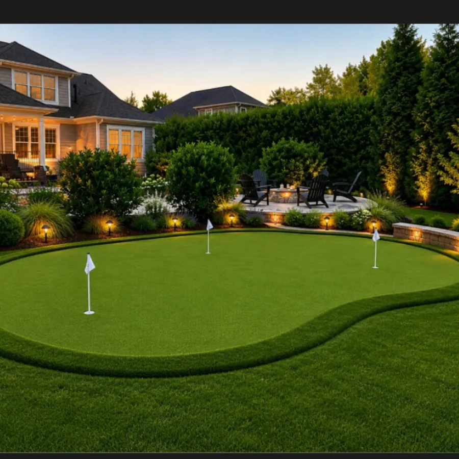 Custom backyard putting green built in a Fort Mill, SC yard